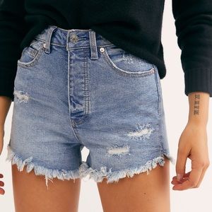 Free People CRVY Vintage High Rise Denim Shorts